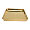 Miniatyrbilde 3 av 8: Rustfritt stål rektangulært brett flat bunn plate restaurant hjem Golden flat bunn brett