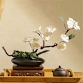 Miniatyrbillede 4 af 5: Sentimentalt keramisk vasesæt, stenformet blomsterarrangement hvid