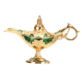Miniatyrbilde 2 av 8: Magic Genie-lampe Utsøkt fargeekt iøynefallende legering med preget mønster Genie-lampe for kontor på soverommet Gull+grønn 4,7 tommer