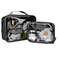 Miniatyrbillede 5 af 8: 2stk Makeup Opbevaringstaske PVC Transparent Toiletartikler Rejse Kosmetiktaske Bærbar Makeup Taske Sort