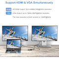 Pikkukuva 3 / 5: Usb C - Vga Hdmi -sovitin, 4 in 1 Type C -keskitin Vga Hdmi 4k Uhd:hen 87 W:n Pd-latausportilla + Usb 3.0 -portti Yhteensopiva - harmaa