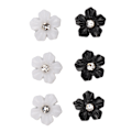 Miniatyrbild 6 av 8: Nail art med 3D-blomma Svart Vit 5 Kronblad Blomma Nagelprydnader för DIY Nageldekoration