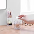 Miniatyrbillede 4 af 5: Qtip Bomuldsboldholder Dispenser, Bomuldsvatpind Apotekkrukke med Låg til Opbevaring af Badeværelsesbeholdere