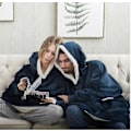 Miniatyrbillede 2 af 5: Blanket Sweatshirt Oversized Hoodie Bærbar Blanket Blød Varm Komfortabel Kæmpe Frontlomme - Ny SZJR navy