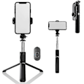Miniatyrbillede 1 af 5: Selfie Stick Tripod, Bærbar Udtrækkelig 3 I 1 Rustfrit Stål Telefon Tripod_SZXM
