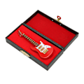 Miniatyrbilde 3 av 8: Miniatyr elektrisk gitar rød hvit farge stilig 3,9 tommer lengde utsøkt mini gitarmodell med eske for bord rød