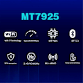 Pikkukuva 2 / 5: MT7925 WIFI 7 -kortti + 2x antennia 5400Mbps 2.4G/5G/6G WiFi -korttisovitin
