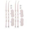 Miniatyrbilde 3 av 8: 2 par Faux Pearl matt beige høyhælte sko stropper Rhinestone løse høye hæler ankelstropper for kvinner