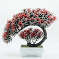 Miniatyrbilde 1 av 5: Kunstig potteblomst simulering potteplante hjemmekontor dekor (Rød)