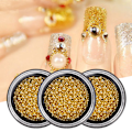Pikkukuva 7 / 8: 3 Box Nail Art Muodikas teräspallokynsi Tee itse metalliset mikrohelmet manikyyrityökaluGZ10