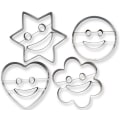 Miniatyrbilde 4 av 5: Cookie Cutter sett med 4 - For baking moro - Emoji, smiley, hjerte og stjerneformer - Rustfritt stål