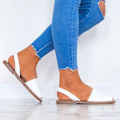 Miniatyrbild 2 av 3: Sommar Peep Toe Menorcan Flats Sandaler för Kvinnor 36 Main White