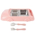 Miniatyrbilde 1 av 8: Matboks i rustfritt stål av matkvalitet, anti-skold, delt matbeholder (rosa)