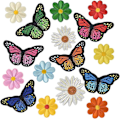 Miniatyrbillede 1 af 5: Blomsterbroderi Mærker Applikationer Påsyning Sommerfugl Dekorative Mærker Strygemærker Stofreparation Strygemærker Børn