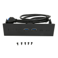 Miniatyrbillede 2 af 8: 5,25 tommer frontpanel 2-ports USB-port Optisk drev Frontpanel USB 3,0 til 19 ben metal optisk drevbås til pc-computertaske