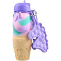 Miniatyrbilde 1 av 5: Unicorn Vannflaske med Nøkkelring - 500 ml Drikkeflaske for Barn med Tut - Sammenleggbar Lekkasjesikker BPA-fri for Barnedrikker