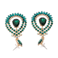 Miniatyrbillede 3 af 8: Vanddråbe Rhinestone Vedhæng Øreringe Elegant Legering Funklende Rhinestone Dangle Øreringe til Bryllup Grøn Mellem KC Guld
