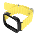 Miniatyrbillede 4 af 8: 2 i 1 erstatningsurrem til Redmi Watch 3 Silikone Justerbar Smart Watch-armbånd med beskyttende etui Gul