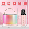 Miniatyrbillede 4 af 5: Karaoke Maskine Til Børn Voksne, Bærbar Bluetooth Højttaler Med 2 Mikrofoner Og Rgb Lys, Understøtter Tf/aux Input/sjov Magisk Stemme Juni 6.15 Pink