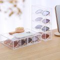 Miniatyrbilde 6 av 8: Briller Oppbevaringsboks 4 Lag Stablet Transparent Solbriller Display Organizer for Kontor Soverom