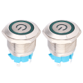 Miniatyrbilde 1 av 8: 2 stk 12~24VDC trykknappbryter 19mm rund 4PIN selvtilbakestillingsbryter med lysstrømmønster Grønn