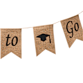 Miniatyrbillede 2 af 7: Doktorhat Burlap Banner Hængende Linned Svalehale Flag Til Gradueringsceremoni Fest Dekoration