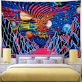 Miniatyrbild 1 av 5: Mountain Planet Tornado Wave Tapestry Retro Ab Wall Tapestry