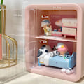 Miniatyrbild 2 av 5: Dockhusrum Dockskåp Skåp Display Box Case 2 Layer Transparent Dörr Rosa