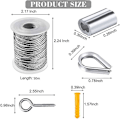 Miniatyrbilde 2 av 4: Wire Rope Kit, Hagesnorstrammer, Rustfritt Stål Wireopphengsett, 30m Nylonbelagt Rustfritt Stål Wire, for Klessnor Teltline