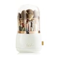 Miniatyrbillede 2 af 5: Makeup Børste Organizer med Låg, Roterende og Støvtæt Opbevaringsboks til Entré og Badeværelse 1 stk. Hvid