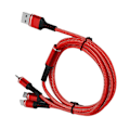 Miniatyrbillede 4 af 8: 3 i 1 Multi-opladningskabel 3A datakabel med Type-C/til IOS/Micro USB-stik 1,2M rød