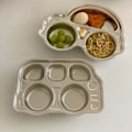 Miniatyrbillede 6 af 8: Rustfrit stål opdelt fad mad kvalitet tegneserie dråbe bevis sjov form opdelt middagsbakke til børnehave bille bil