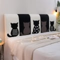 Miniatyrbillede 1 af 5: Sort Cat Print stretch hovedgærdebetræk - 120 cm - Moderne soveværelsesindretning og støvtæt beskytter