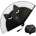 Miniatyrbillede 1 af 3: Sort Katte Foldbar Fan - Perfekt til Bryllupper, Fester og Vægdækning!