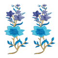 Miniatyrbild 5 av 8: Blomsterlapp 2 blommor ljusa färgade polyester specialmönster broderad lapp för väskor kläder kjolar skor blå