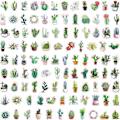 Miniatyrbild 3 av 5: Cactus Plant Stickers Set 100 stycken Vattentäta vinyldekaler för vattenflaskor Bärbara datorer DIY Scrapbooking Presenter Bagage