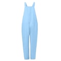 Miniatyrbilde 5 av 5: Bomulls- og linblanding løs dungarees jumpsuit for kvinner XXXL lyseblå