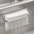 Miniatyrbillede 4 af 5: in Sink Køkkenvask Svampeholder 304 Rustfrit Stål Selvklæbende Svampeholder Køkkenvask Kurv Opvaskebørsteholder til Køkken