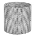 Miniatyrbilde 1 av 8: 9m 24 rader elektroplettering plast kunstig rhinestone bånd mesh bryllup klær dekorasjon sølv