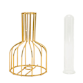 Miniatyrbild 1 av 8: Metallblomvas ihålig modern elegant gyllene separat design klar glasblomvas prydnad för hemmet