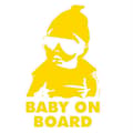 Bildekal - Baby on Board Gul Gul yellow