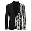 Miniatyrbillede 1 af 5: Sequin-besat Jakke med Hakket Rever til Mænd - Sort/Guld 2XL