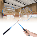 Miniatyrbild 5 av 8: 2 st järnlegering badmintonracket primärt träningsövningsutrustning med mjukt handtag blå