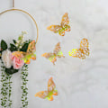 Miniatyrbilde 4 av 5: 12 stk/sett 3D sommerfugl vegg klistremerker hul sommerfugl dekorasjon DIY kunstdekor håndverk for soverom og stueinnredning