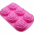 Miniatyrbillede 1 af 3: Silikone Blomsterformet Form - 6 Hulrum, Non-Stick Slik Chokolade Geleform (3-delt Sæt)