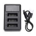 Action Kamera Batterioplader 3 Slot USB Opladning Sort Tilbehør til Sony NP-BX1