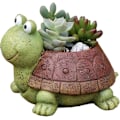 Miniatyrbild 4 av 4: Sköldpaddsformad Sukkulenterkruka - Miniatyr Resinplanter för Hemmakontoret