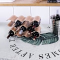 Miniatyrbillede 2 af 5: Stabelbar Vinreol, Bambus Flaskeholder Fritstående Træ Vinflaske Reol 14 Flasker Maks Design til Hjemmekøkken Bar Spisestue