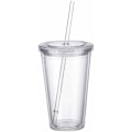 Miniatyrbilde 1 av 4: Dobbelt Lag Gjenbrukbart Kopplokk Med Gjenbrukbare Sugerør Kaffe Smoothie Juice Iskaffe
