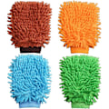 Miniatyrbillede 1 af 5: 4 stk. Bilvaskehandske, dobbeltsidet mikrofiber bilvaskehandske superabsorberende mikrofiberhandsker mikrofiberklud til bilrengøring husholdningsrengøring Ran